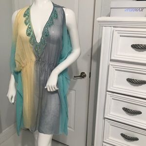 Sansara sheer beaded swim cover up or casual wear